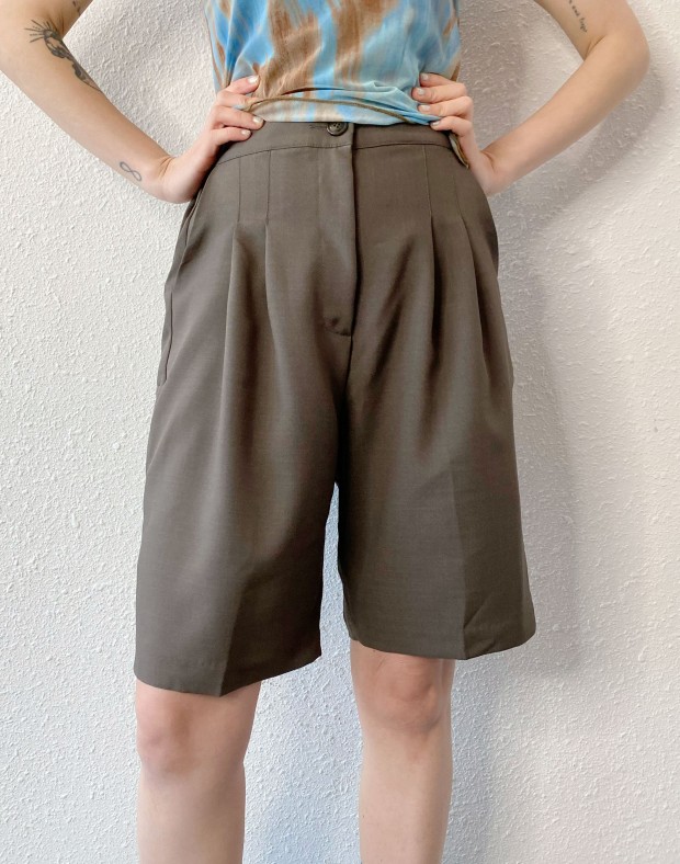 Brown Pleated Shorts #250409